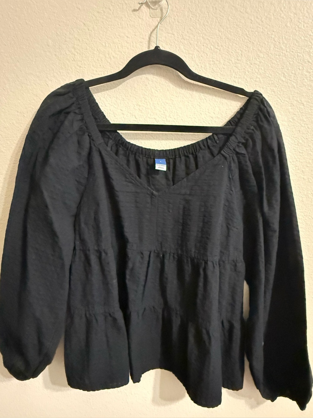 Old Navy Black Peasant Tunic Top